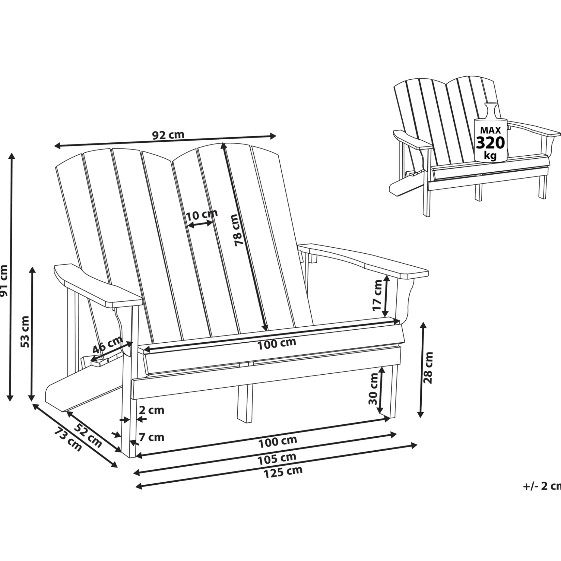Hagebenk Adirondack 125 cm