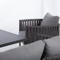 Hagemøbelsett HOME4YOU Bristol bord, sofa og 2 stoler grå