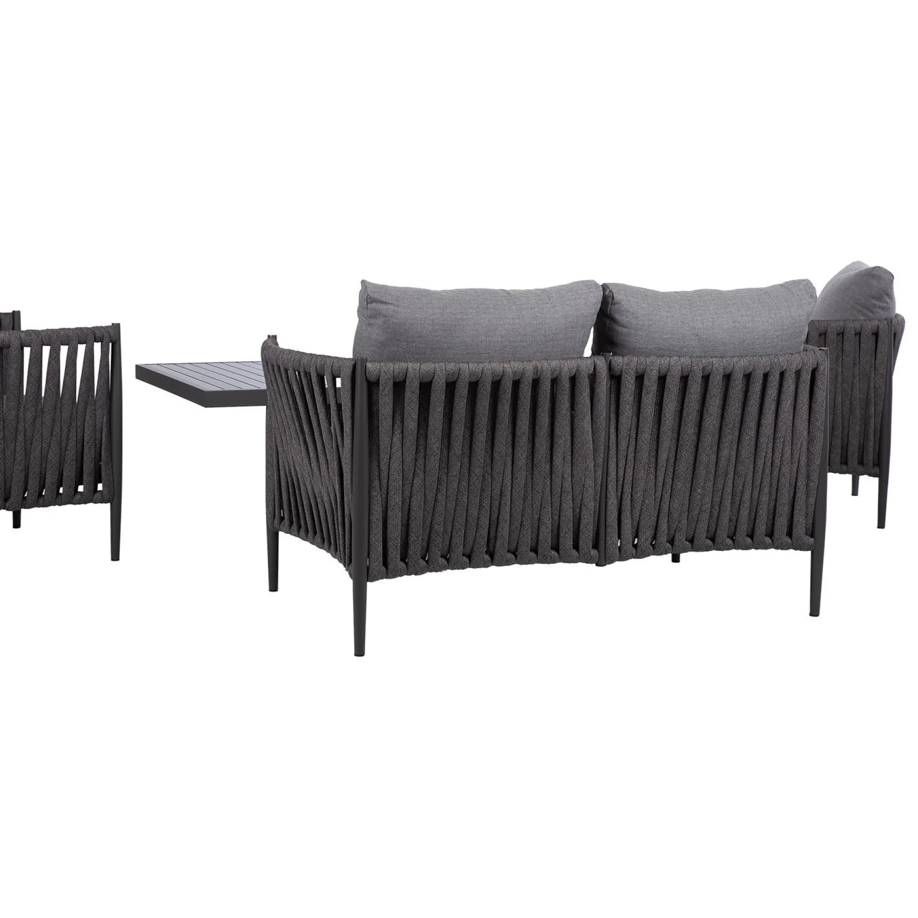 Hagemøbelsett HOME4YOU Bristol bord, sofa og 2 stoler grå