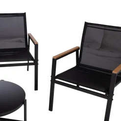 Hagemøbelsett HOME4YOU Canaan bord, benk og 2 stoler svart
