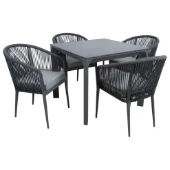 Hagemøbelsett HOME4YOU Carves bord og 4 buede stoler