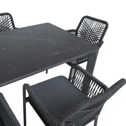 Hagemøbelsett HOME4YOU Carves bord og 6 kryssflettede stoler