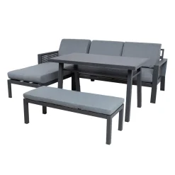 Hagemøbelsett HOME4YOU Delgado hjørnesofa, bord og benk