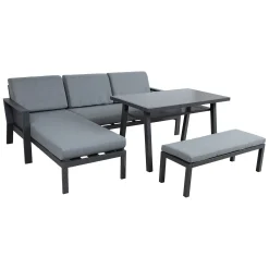Hagemøbelsett HOME4YOU Delgado hjørnesofa, bord og benk