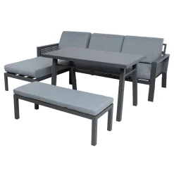 Hagemøbelsett HOME4YOU Delgado hjørnesofa, bord og benk