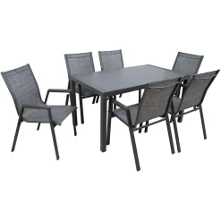 Hagemøbelsett HOME4YOU Delgado bord og 6 stoler