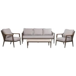 Hagemøbelsett HOME4YOU Delia bord, sofa og 2 stoler