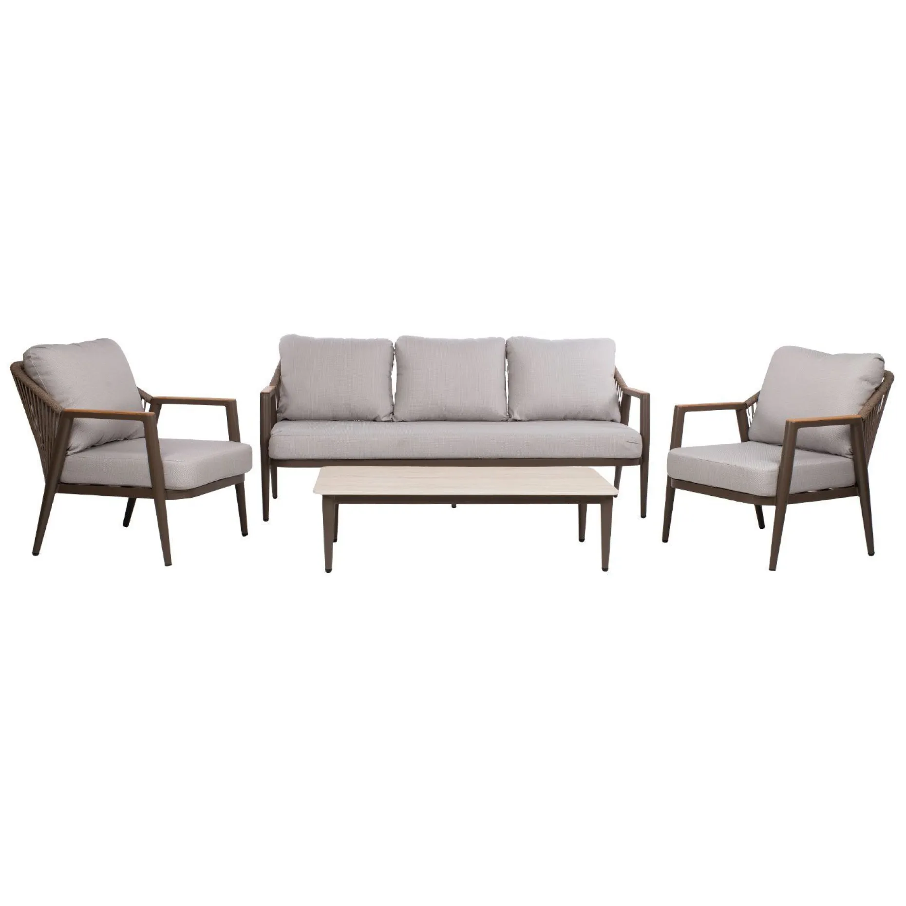 Hagemøbelsett HOME4YOU Delia bord, sofa og 2 stoler