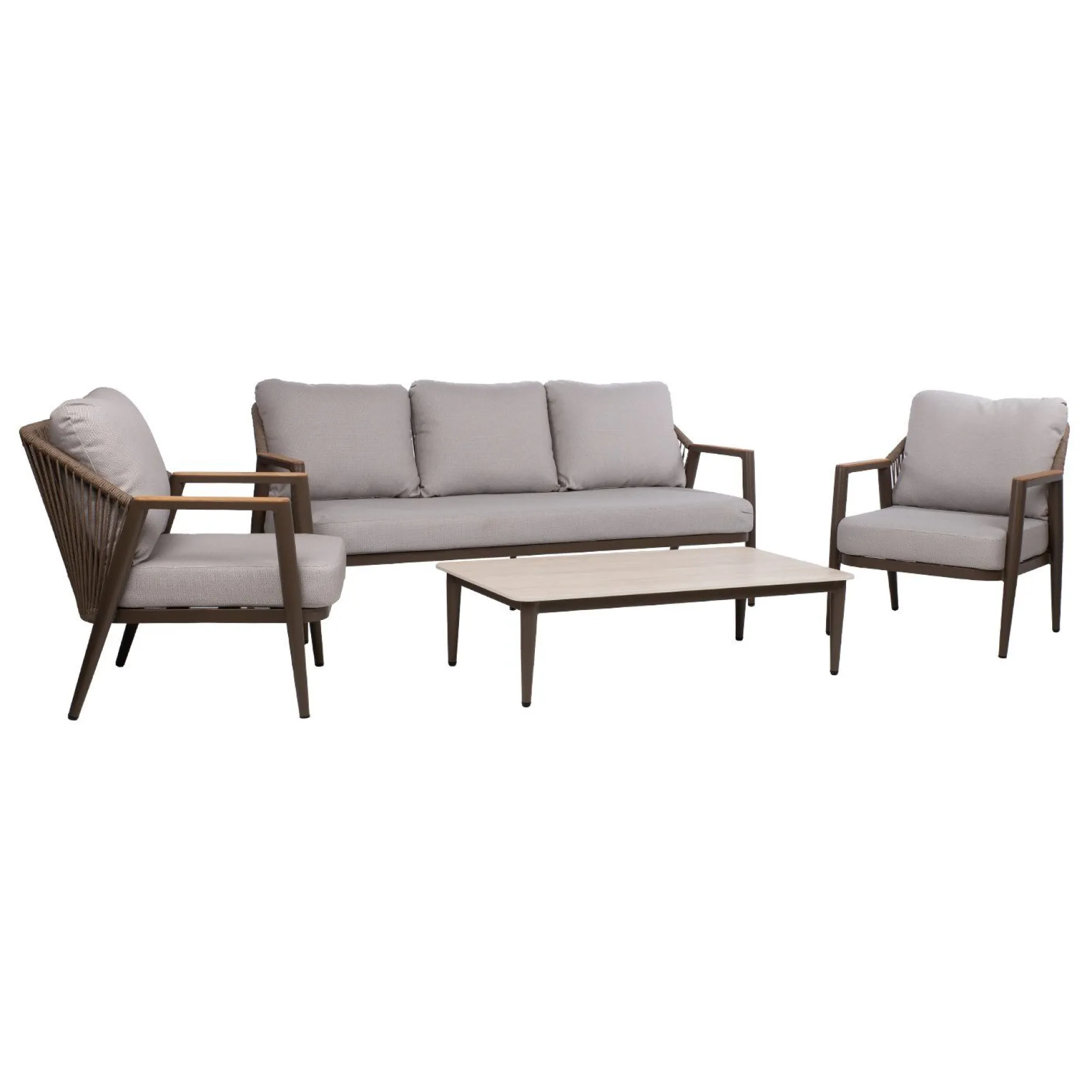 Hagemøbelsett HOME4YOU Delia bord, sofa og 2 stoler