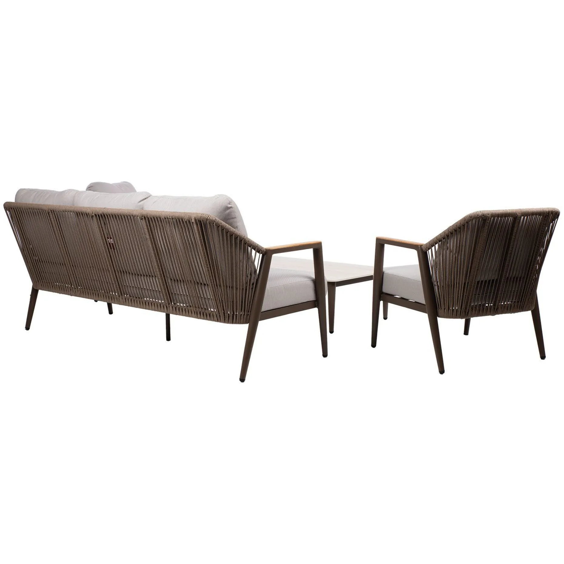Hagemøbelsett HOME4YOU Delia bord, sofa og 2 stoler