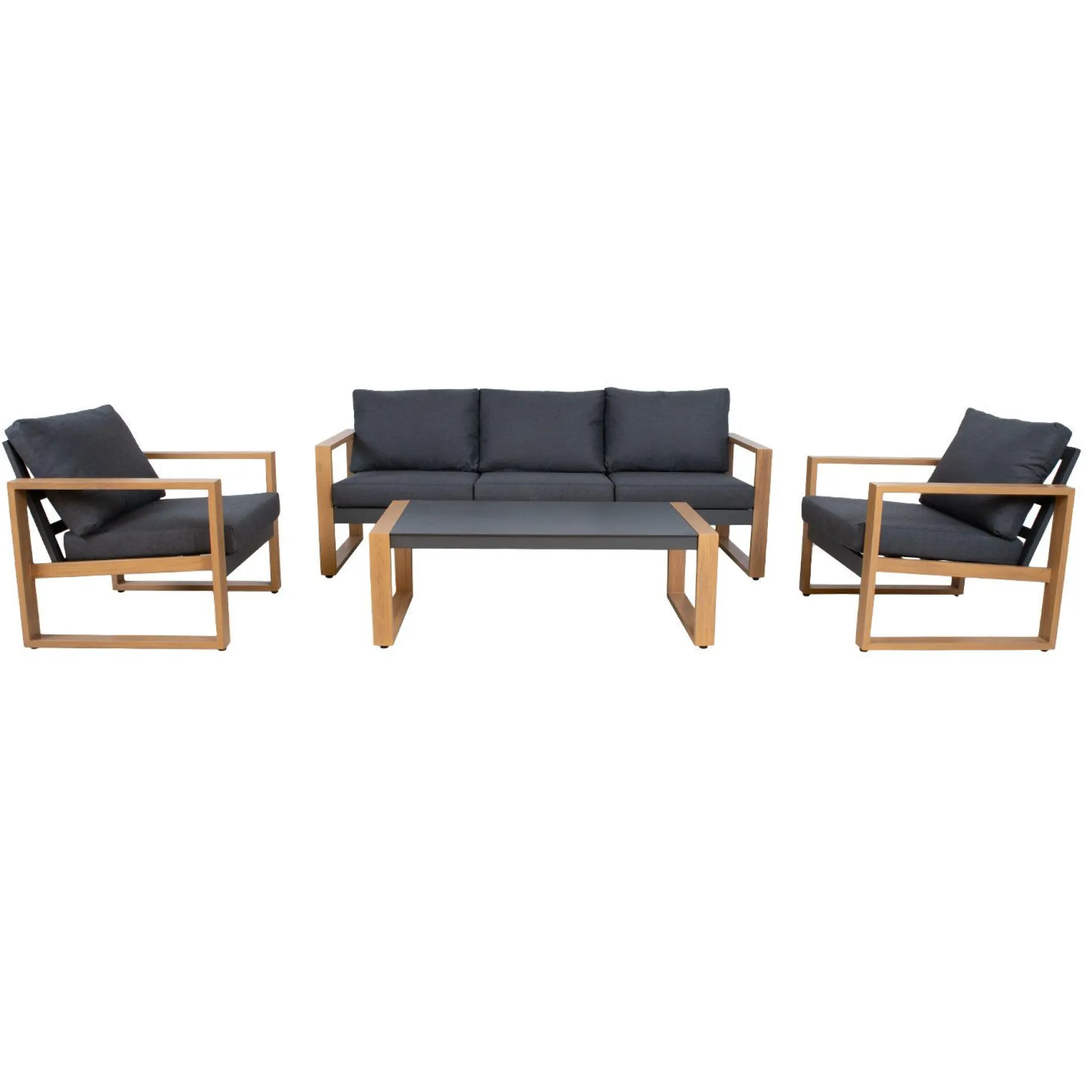Hagemøbelsett HOME4YOU Duisburg bord, sofa og 2 lenestoler