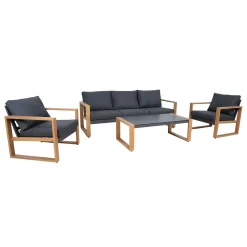 Hagemøbelsett HOME4YOU Duisburg bord, sofa og 2 lenestoler