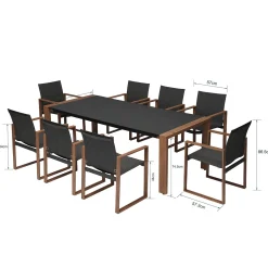 Hagemøbelsett HOME4YOU Duisburg bord og 8 stoler
