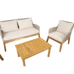 Hagemøbelsett HOME4YOU Florida bord, sofa og 2 lenestoler Beige