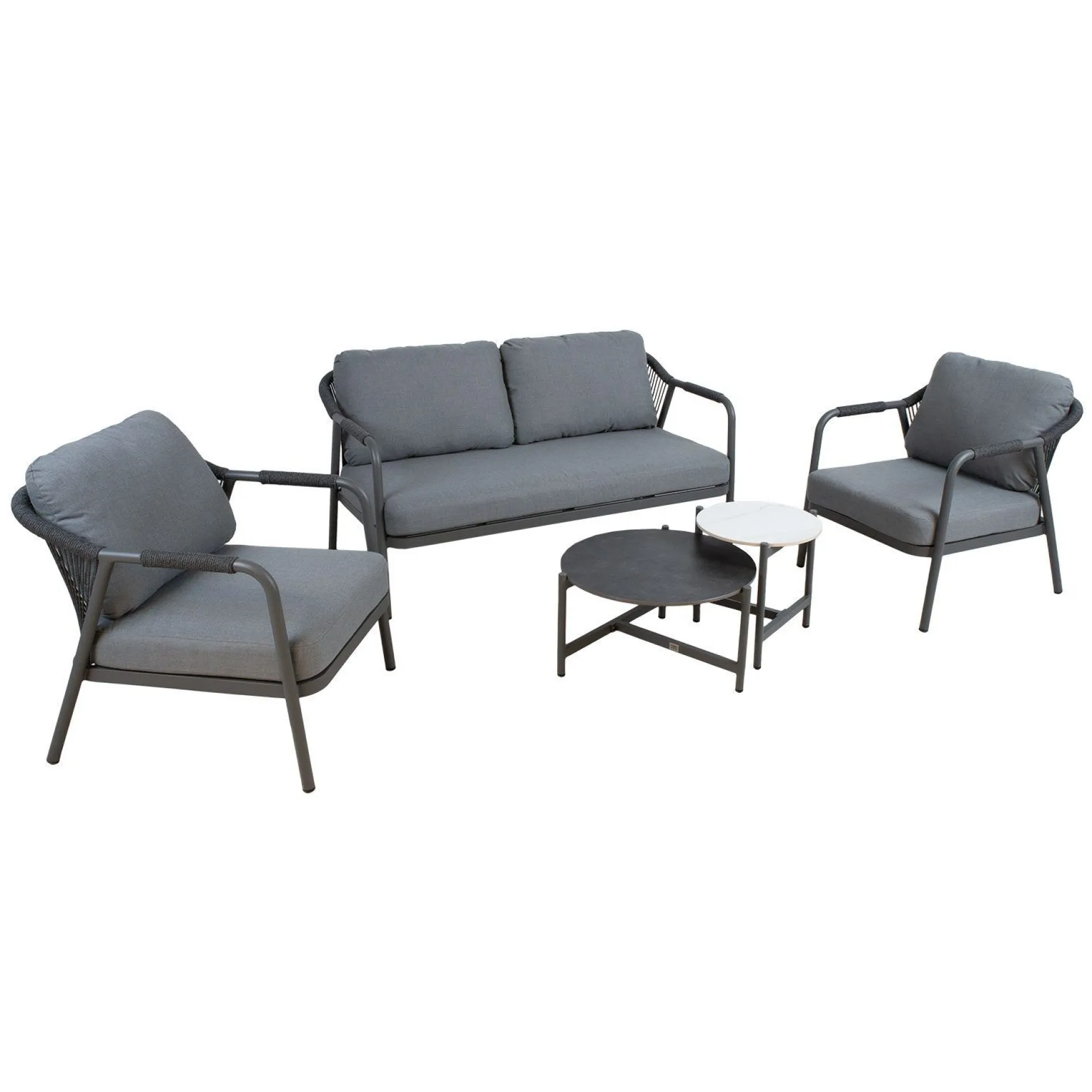 Hagemøbelsett HOME4YOU Kassel 2 bord, sofa og 2 stoler