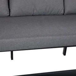 Hagemøbelsett HOME4YOU Lona bord, sofa og 2 stoler grå/svart