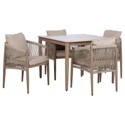 Hagemøbelsett HOME4YOU Medina bord og 4 stoler beige