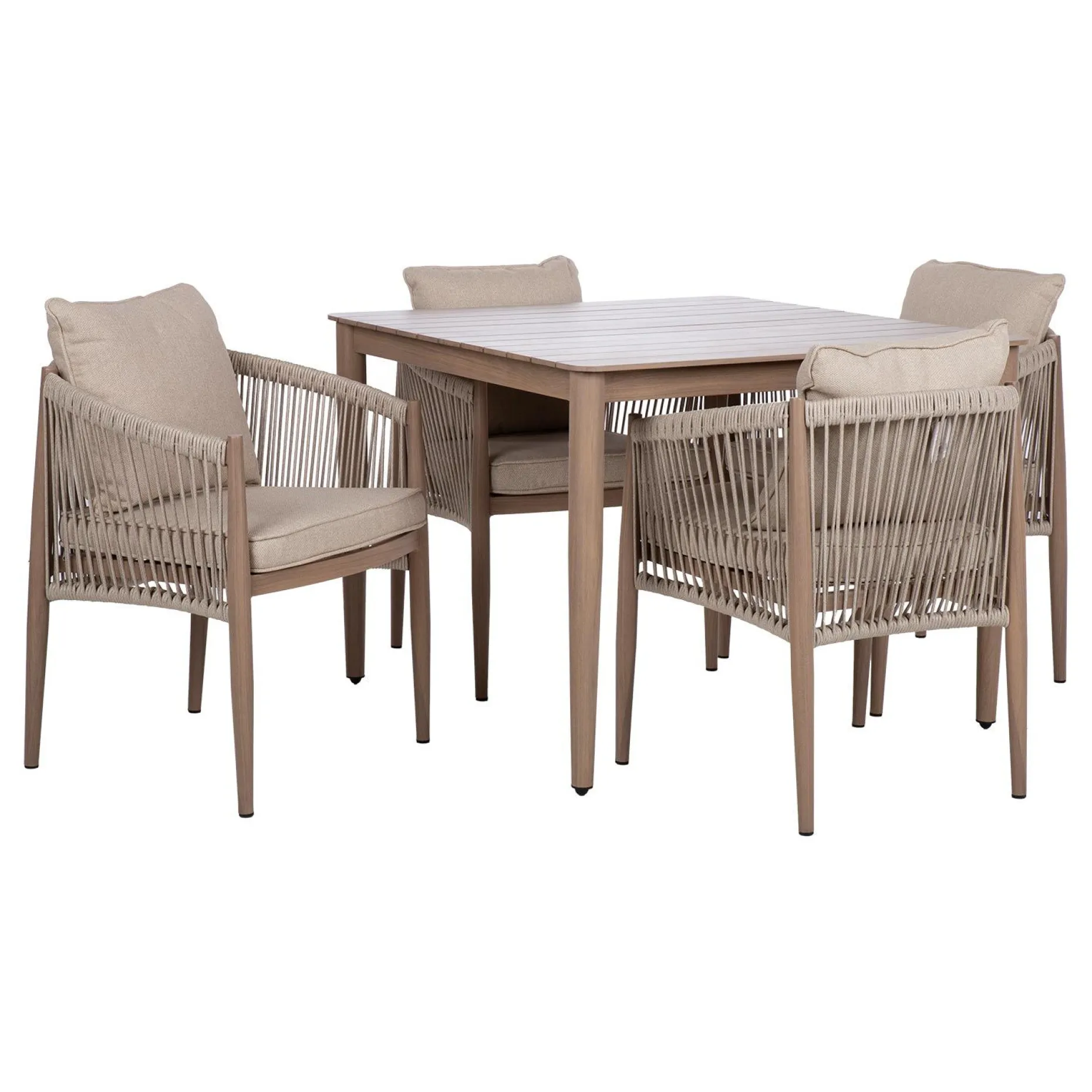 Hagemøbelsett HOME4YOU Medina bord og 4 stoler beige