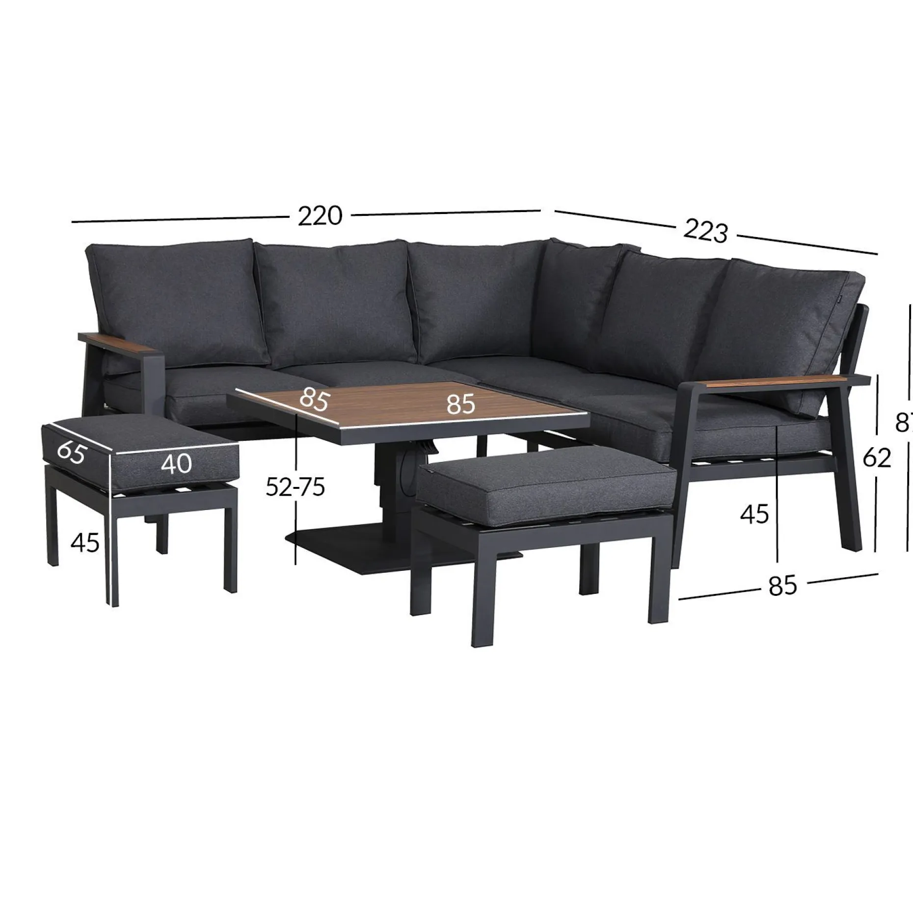 Hagemøbelsett HOME4YOU Parker Grey 4 deler