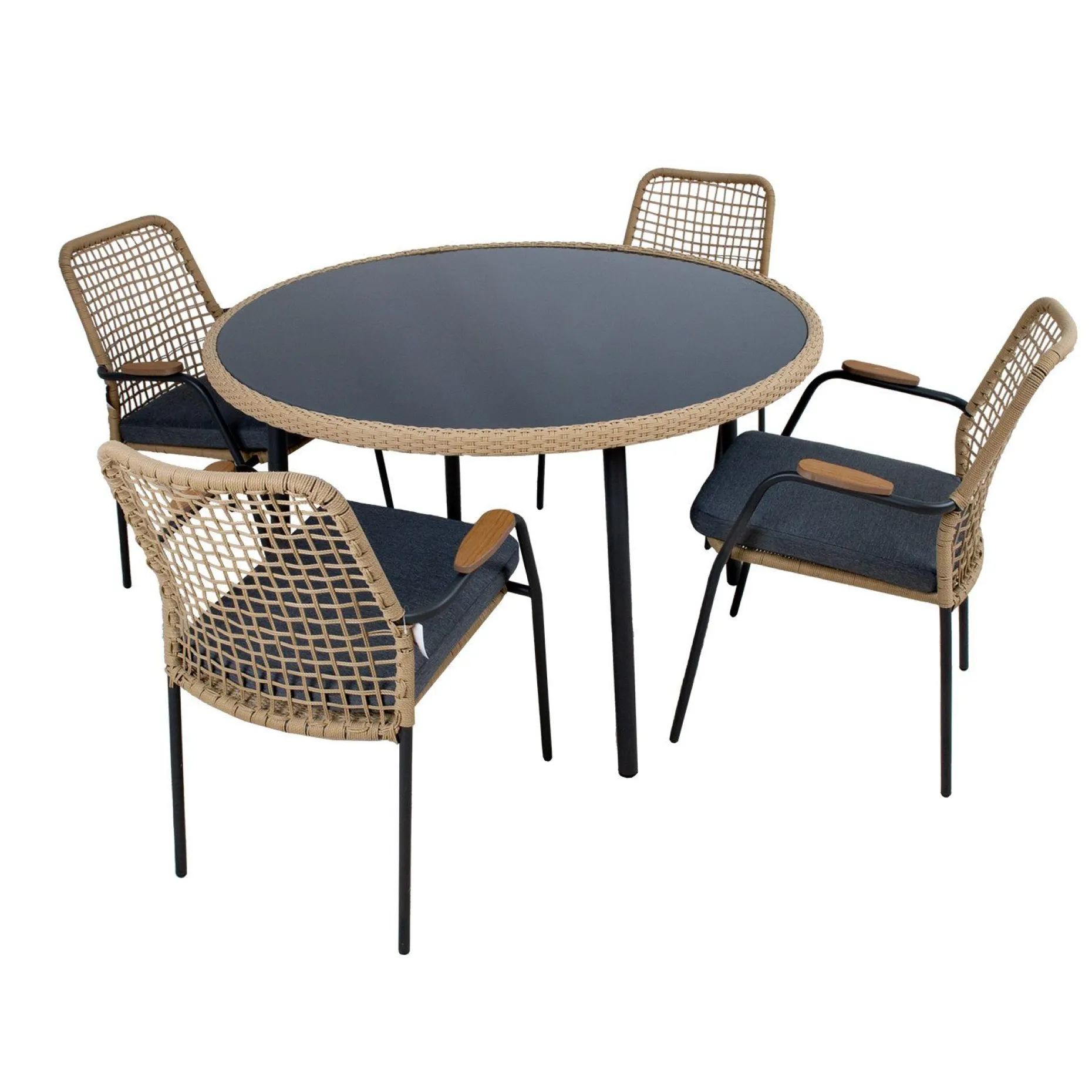 Hagemøbelsett HOME4YOU Prussia bord og 4 stoler