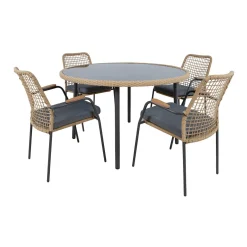 Hagemøbelsett HOME4YOU Prussia bord og 4 stoler