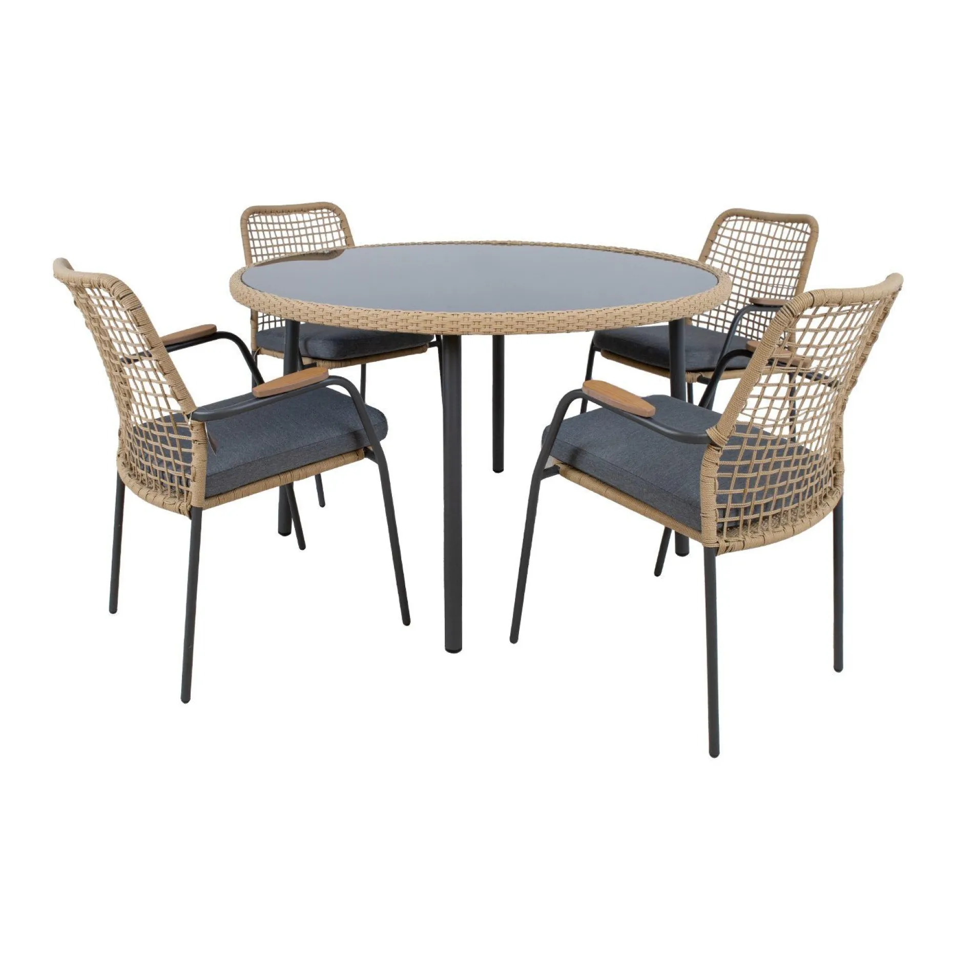 Hagemøbelsett HOME4YOU Prussia bord og 4 stoler