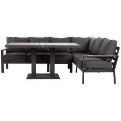 Hagemøbelsett HOME4YOU Rio hjørnesofa og bord mørkegrå