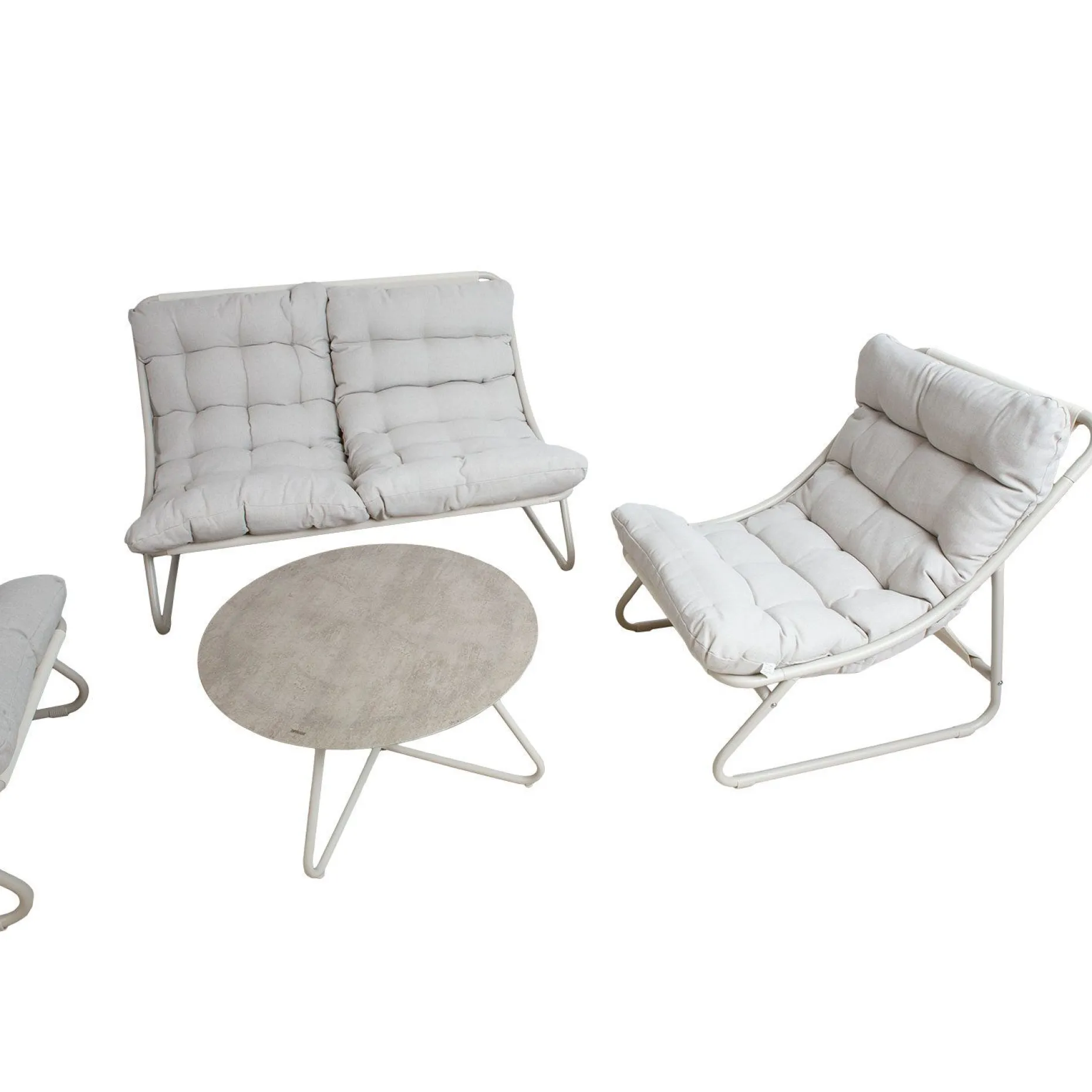 Hagemøbelsett HOME4YOU Samba bord, sofa og 2 stoler lysegrå