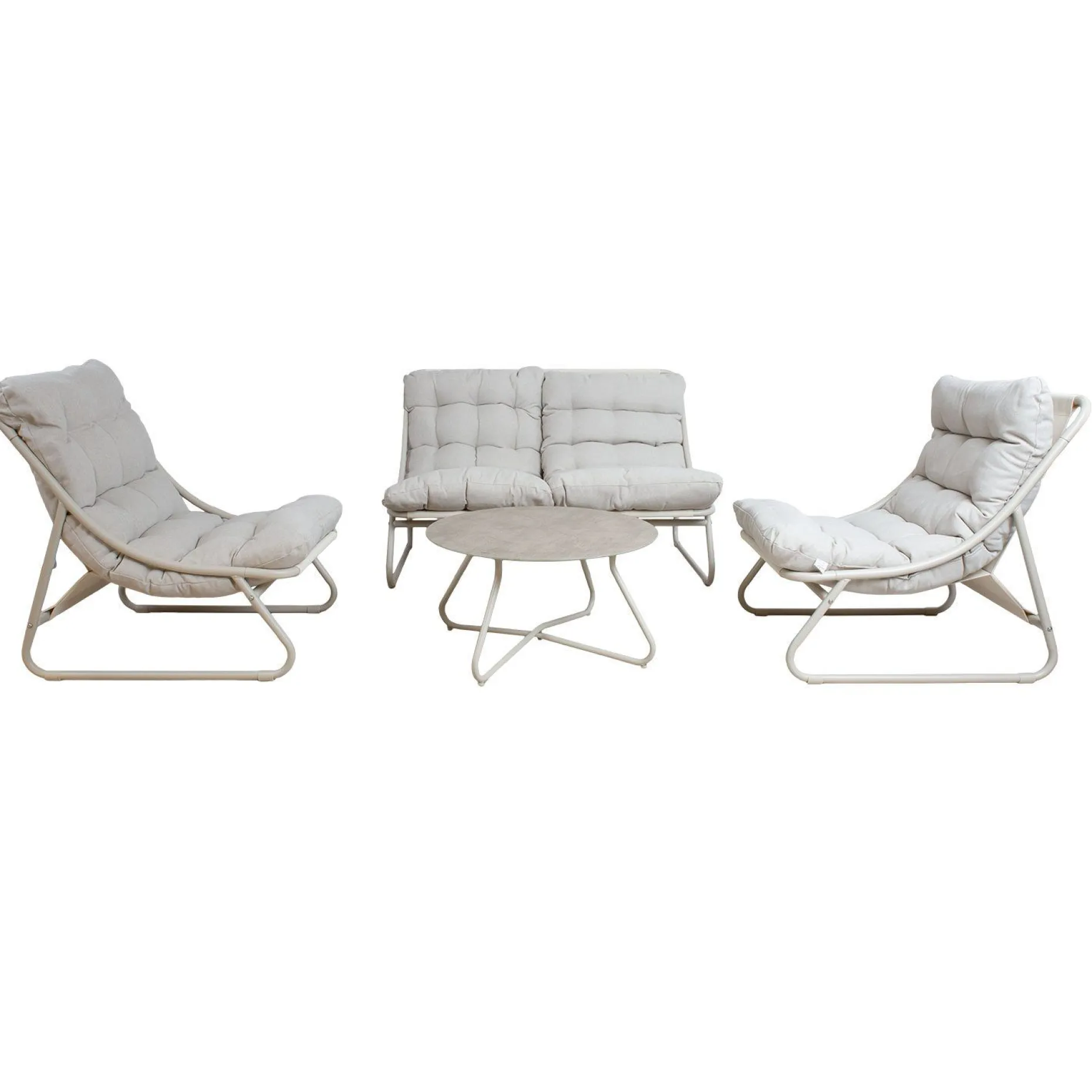 Hagemøbelsett HOME4YOU Samba bord, sofa og 2 stoler lysegrå