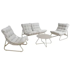 Hagemøbelsett HOME4YOU Samba bord, sofa og 2 stoler lysegrå
