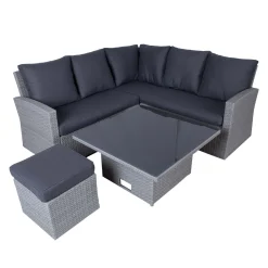 Hagemøbelsett HOME4YOU Samuel bord, hjørnesofa og ottoman