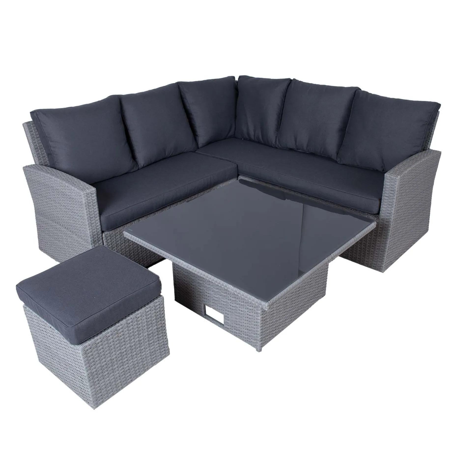 Hagemøbelsett HOME4YOU Samuel bord, hjørnesofa og ottoman