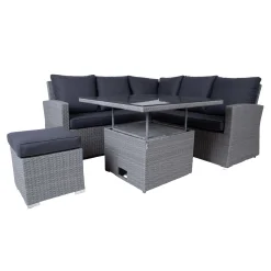 Hagemøbelsett HOME4YOU Samuel bord, hjørnesofa og ottoman