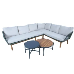 Hagemøbelsett HOME4YOU Tuxedo hjørnesofa og 2 bord