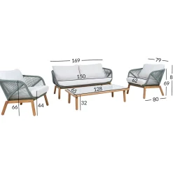 Hagemøbelsett HOME4YOU Tuxedo bord, sofa og 2 stoler