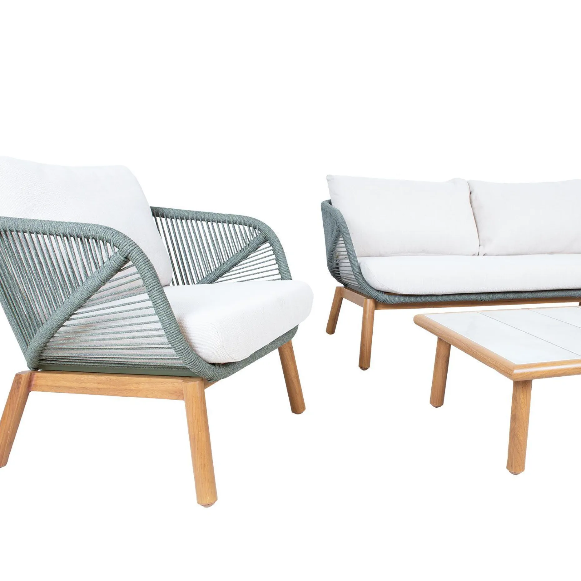 Hagemøbelsett HOME4YOU Tuxedo bord, sofa og 2 stoler