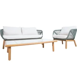 Hagemøbelsett HOME4YOU Tuxedo bord, sofa og 2 stoler