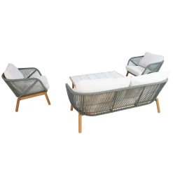 Hagemøbelsett HOME4YOU Tuxedo bord, sofa og 2 stoler