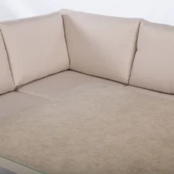 Hagemøbelsett HOME4YOU Upland bord og hjørnesofa beige