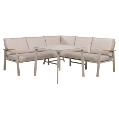 Hagemøbelsett HOME4YOU Upland bord og hjørnesofa beige