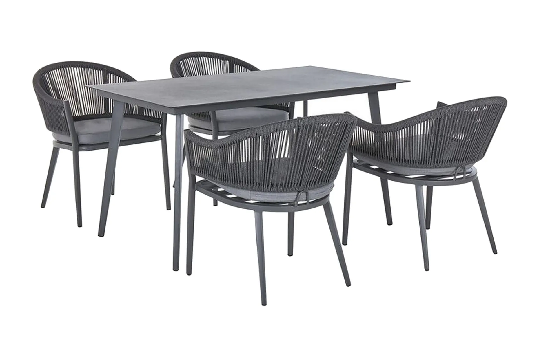 Hagesett med bord og 4 stoler i aluminium MILETO