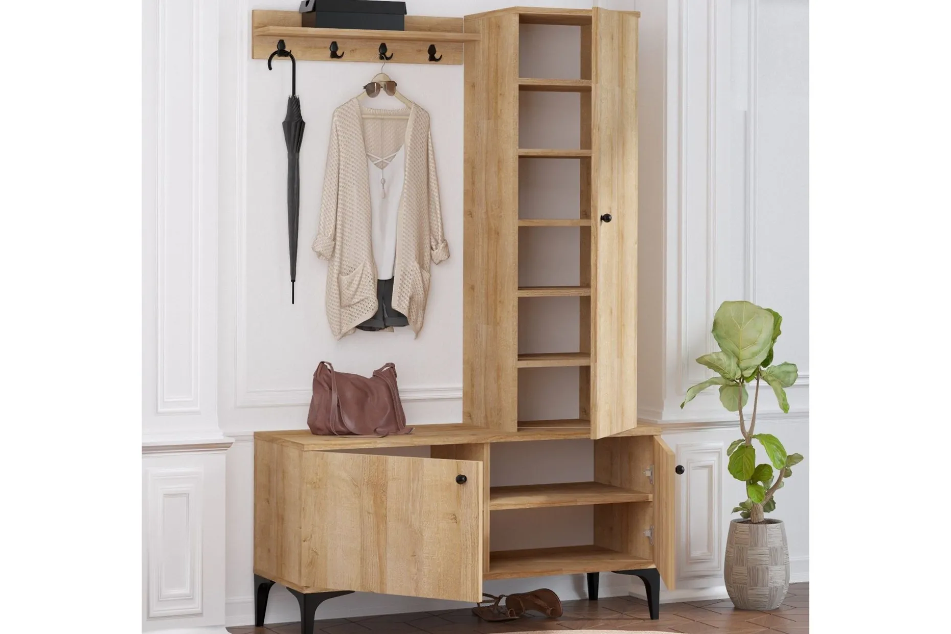 Hall Stand Eik|Svart