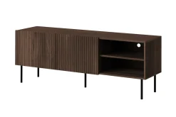 Hammarstrand Ribbet TV-benk mørkt tre med oppbevaring – 42 cm dyp, 150 cm bred, 58 cm høy