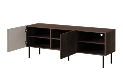 Hammarstrand Ribbet TV-benk mørkt tre med oppbevaring – 42 cm dyp, 150 cm bred, 58 cm høy