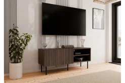 Hammarstrand Ribbet TV-benk mørkt tre med oppbevaring – 42 cm dyp, 150 cm bred, 58 cm høy