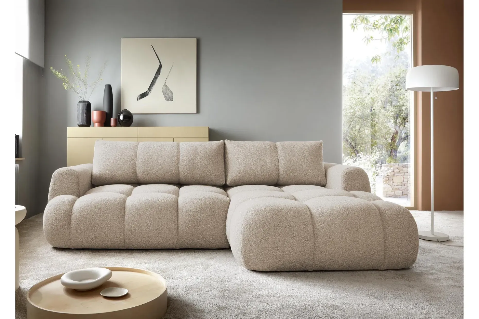 Handu Sovesofa med Sjeselong 3-seter i Bouclé