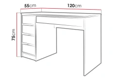 Harland Skrivebord 120 cm med 5 Oppbevaringsskuffer