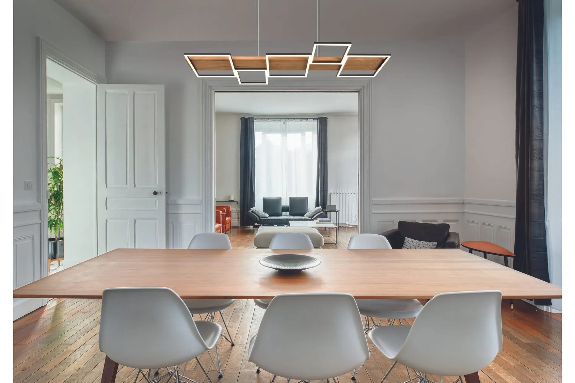 Harper LED-Pendellampe Mattsvart/Tre