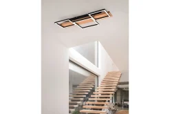 Harper LED-Taklampe 65 cm Mattsvart/Tre