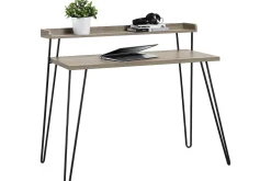 Haven Skrivebord 114 cm med Oppbevaringshylle Grå/Svart